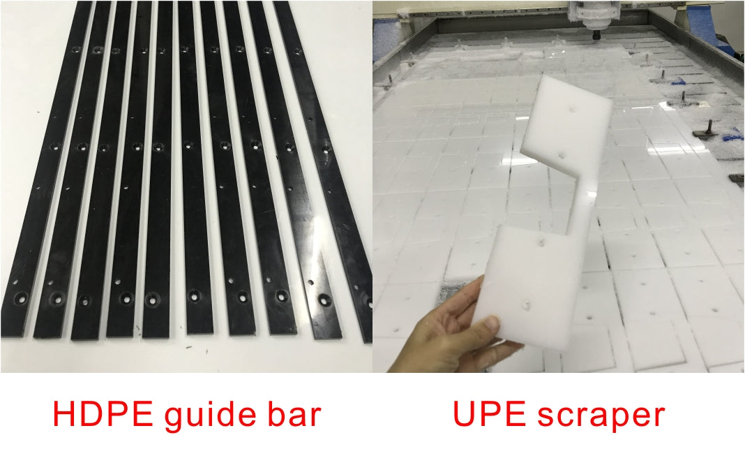 HDPE guide bar and UPE scaper