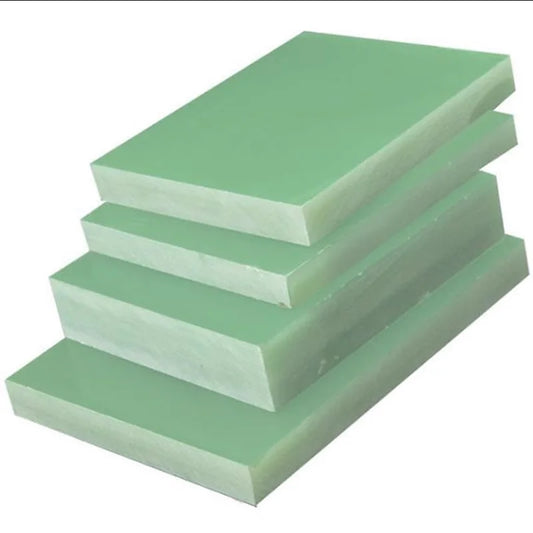 Close-up of 0.5mm and 1mm Thick FR4 Fiberglass Sheets, Light Green Epoxy Board