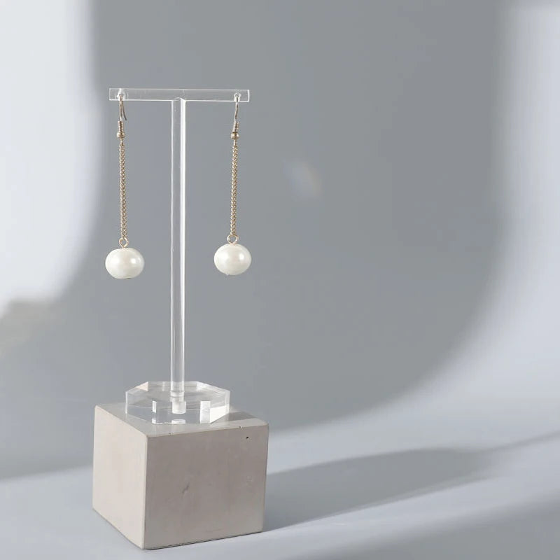 Close-up of Acrylic Jewelry Display Stand with Earrings