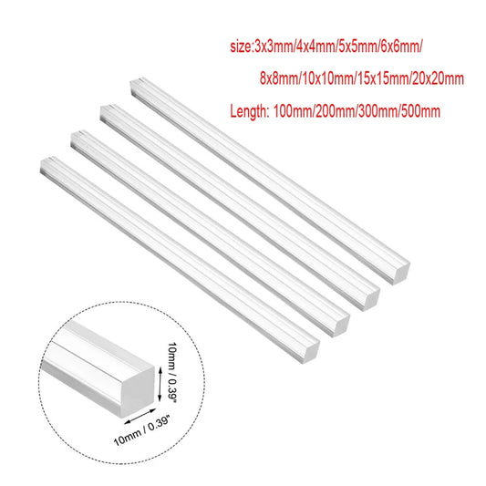  High-quality square acrylic plexiglass rods for DIY projects and crafts