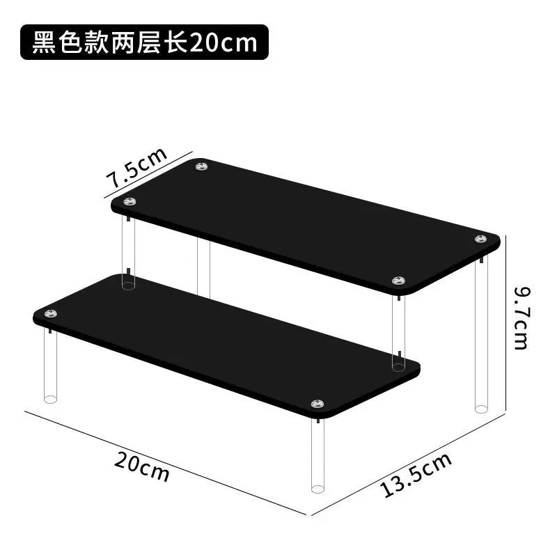 2 tier black acrylic display stand for makeup