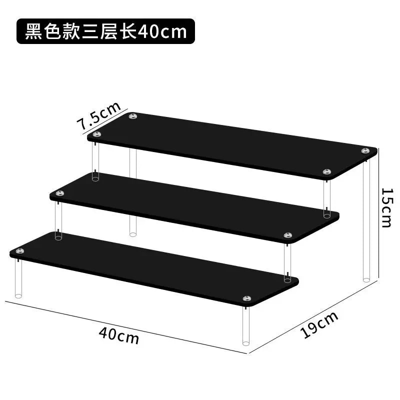 3 tier black acrylic display stand for makeup