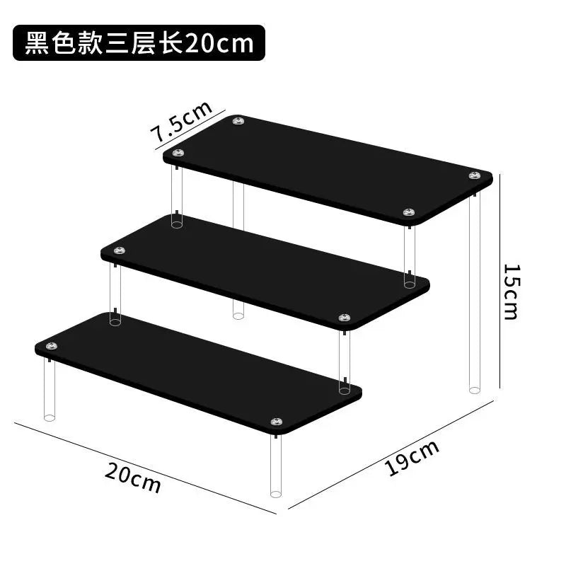 3 tier black acrylic display stand for makeup