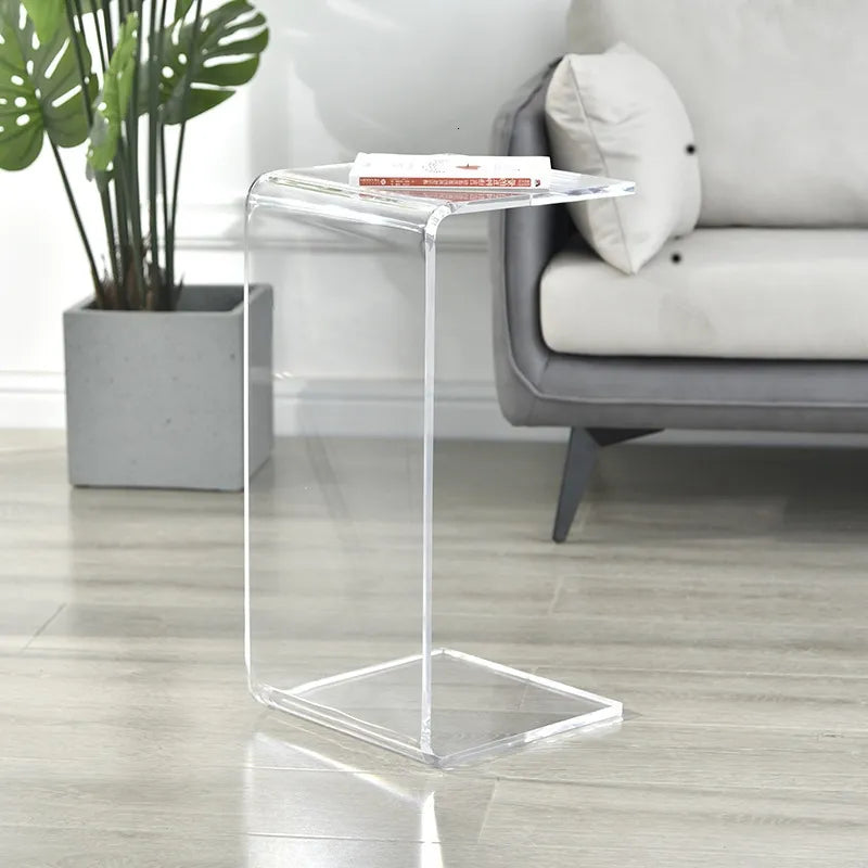  Clear acrylic coffee table with C-type base