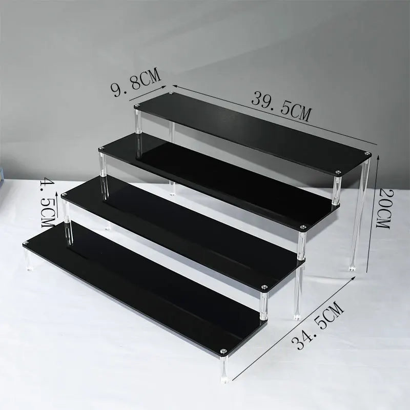 4 tier black acrylic display stand for makeup