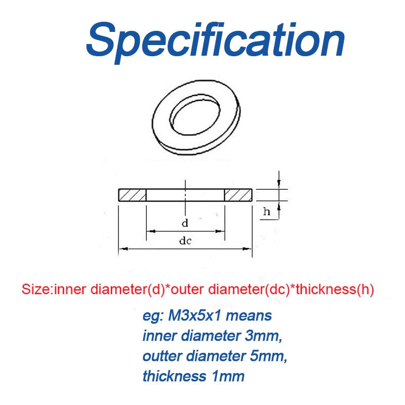 Nylon flat washer for screws size