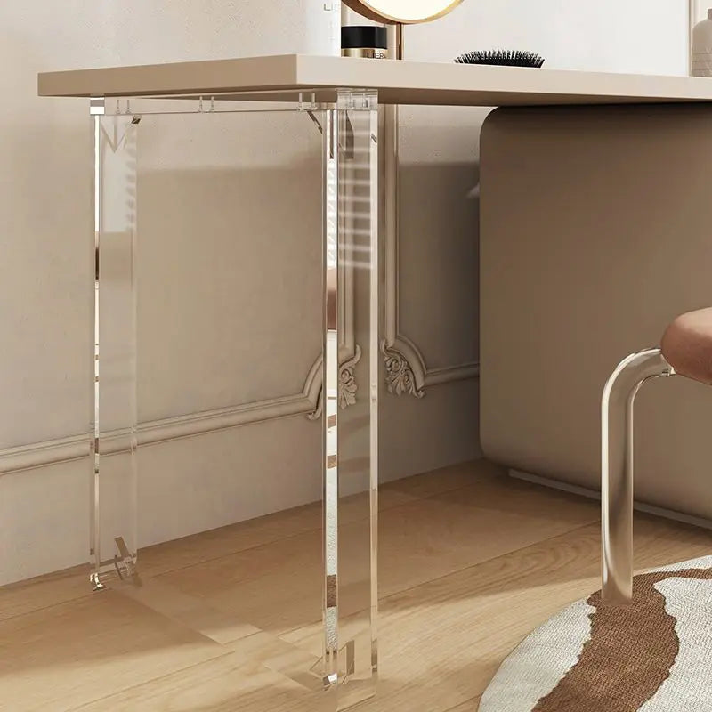  Transparent acrylic table legs used with a desk