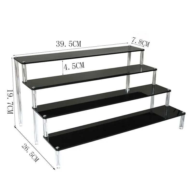 4 tier black acrylic display stand for makeup