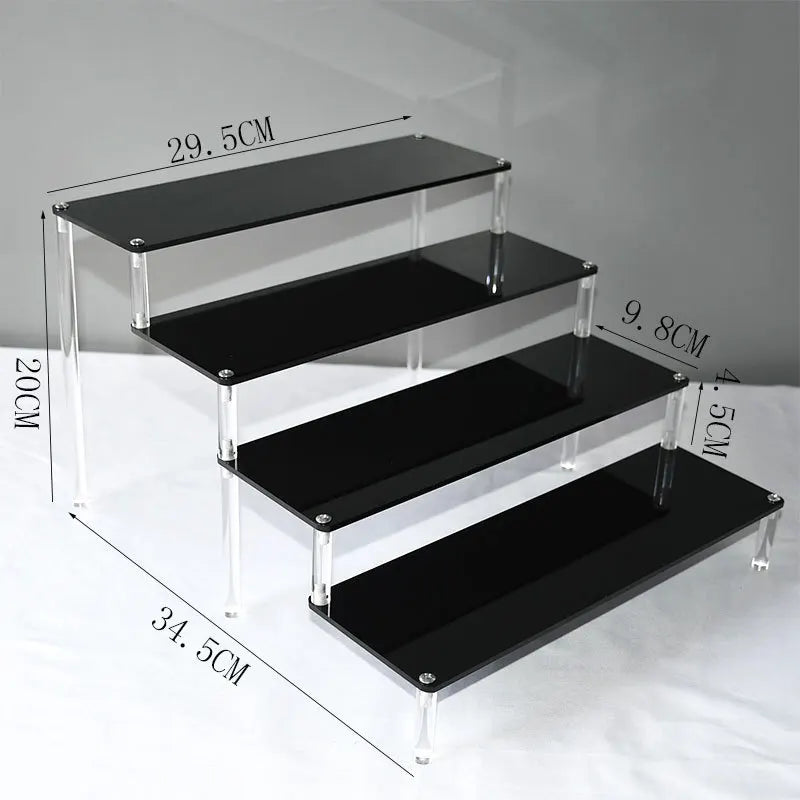 4 tier black acrylic display stand for makeup