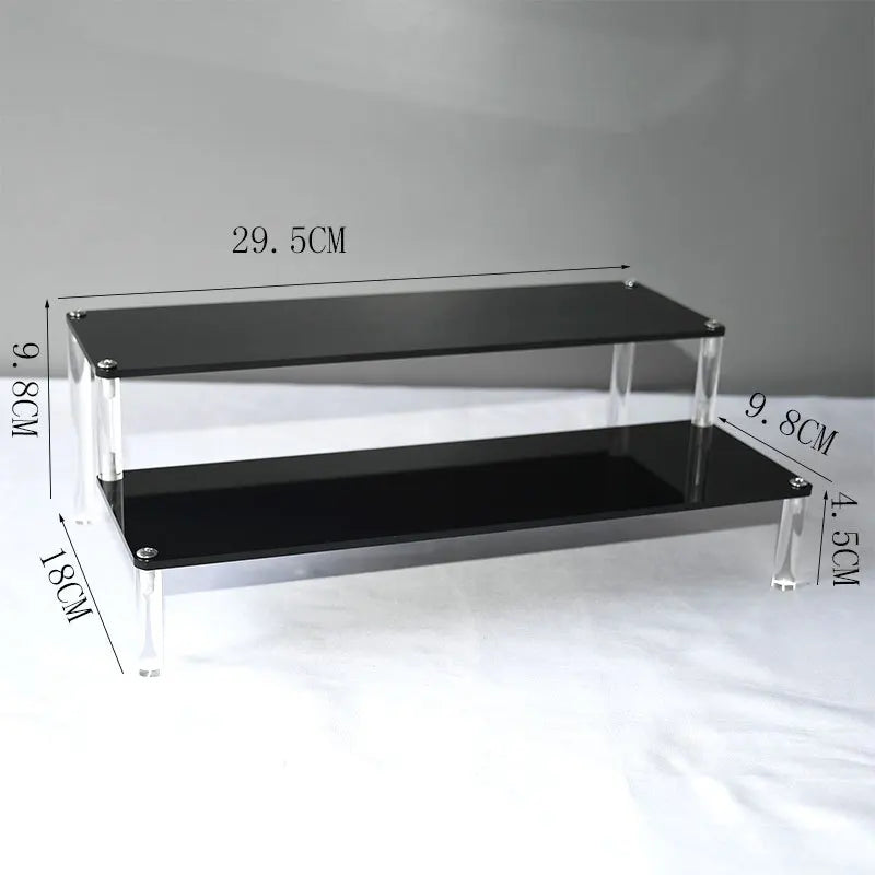 2 tier black acrylic display stand for makeup