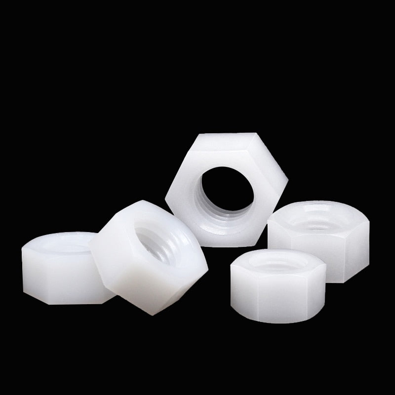 M2 white plastic hex nut