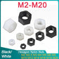 white plastic hex nut