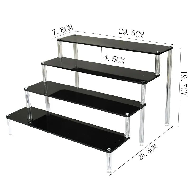 4 tier black acrylic display stand for makeup