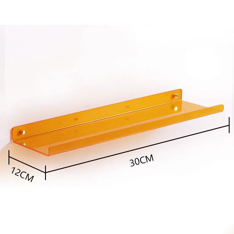 Acrylic wall hanging shelf in yellow