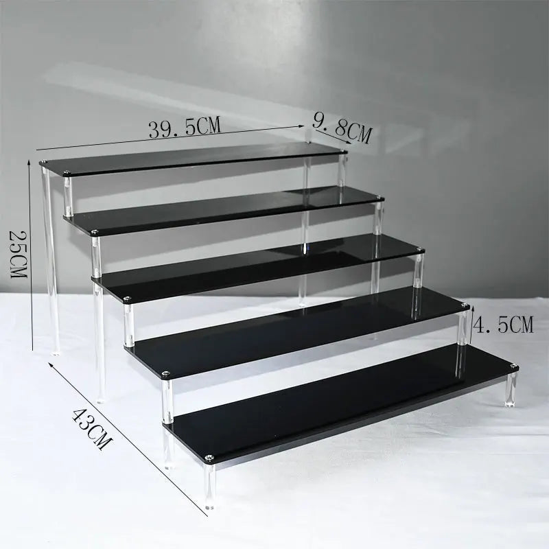 5 tier black acrylic display stand for makeup