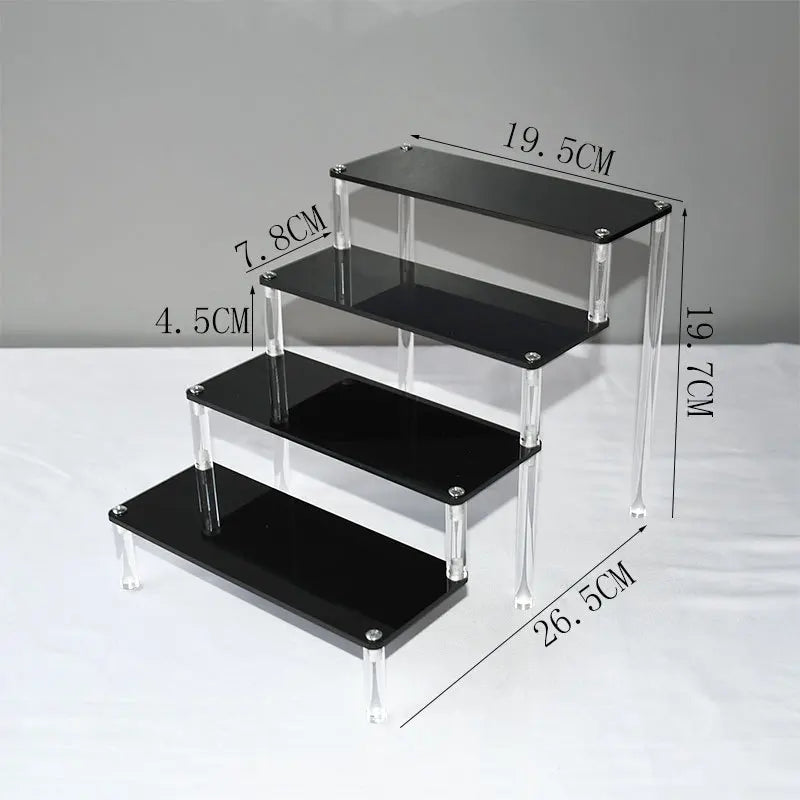 4 tier black acrylic display stand for makeup