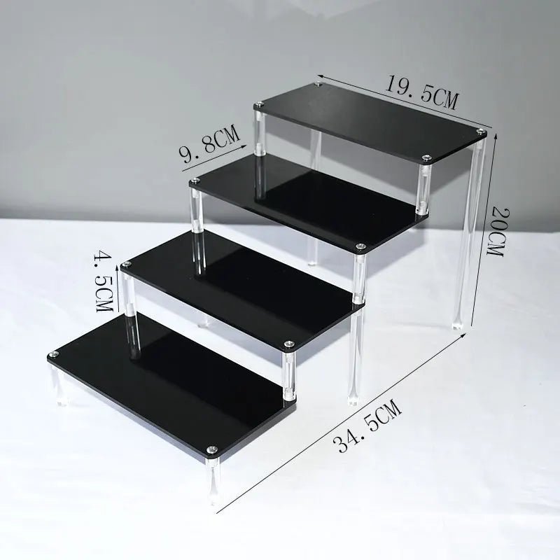 4 tier black acrylic display stand for makeup