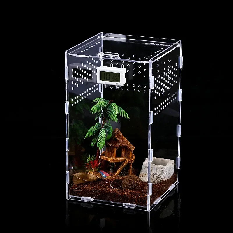 Versatile acrylic reptile terrarium for geckos