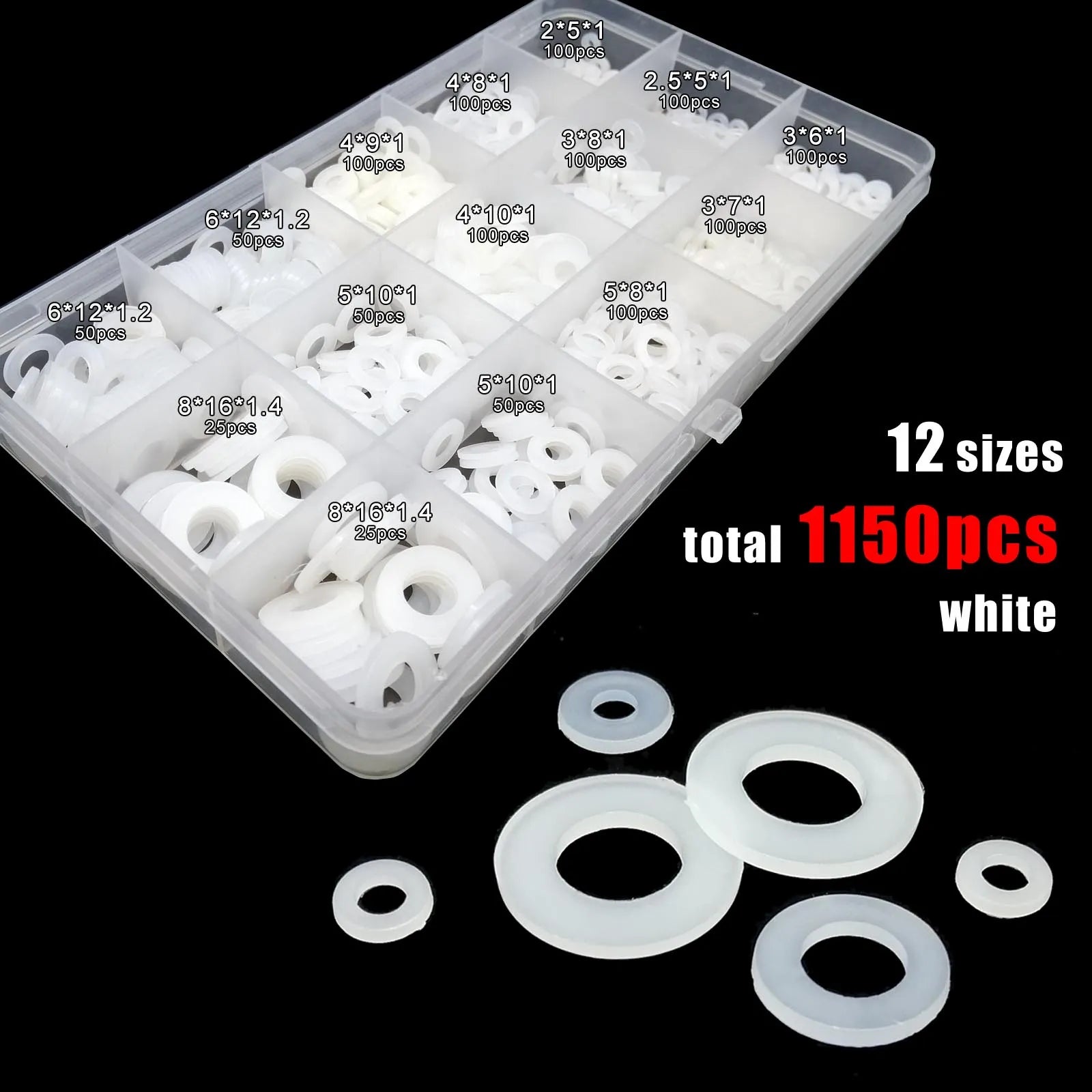 Plastic nylon washers, M4 size, white