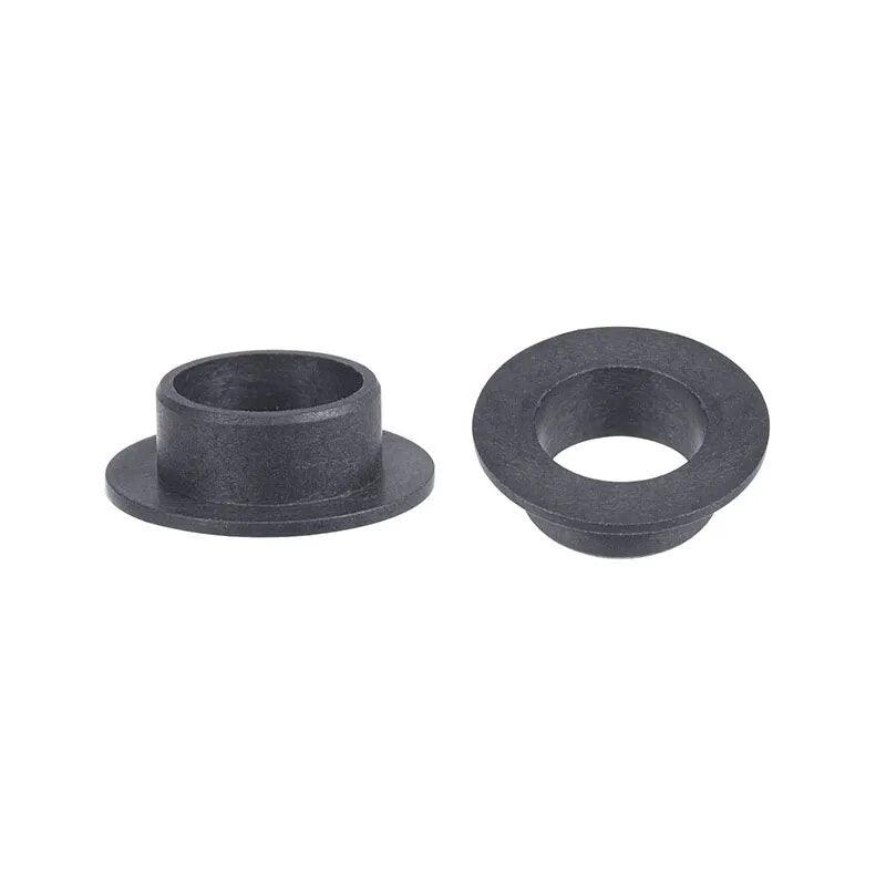 Black POM flanged sleeve bearing with cross-section