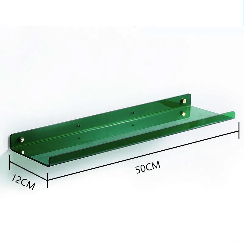 Wall mounted acrylic shelf in green