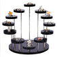 Black acrylic display stand with 12 round seats for showcasing small items, jewelry, and collectibles