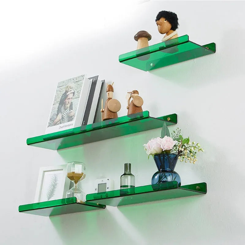 Acrylic wall hanging shelf in green