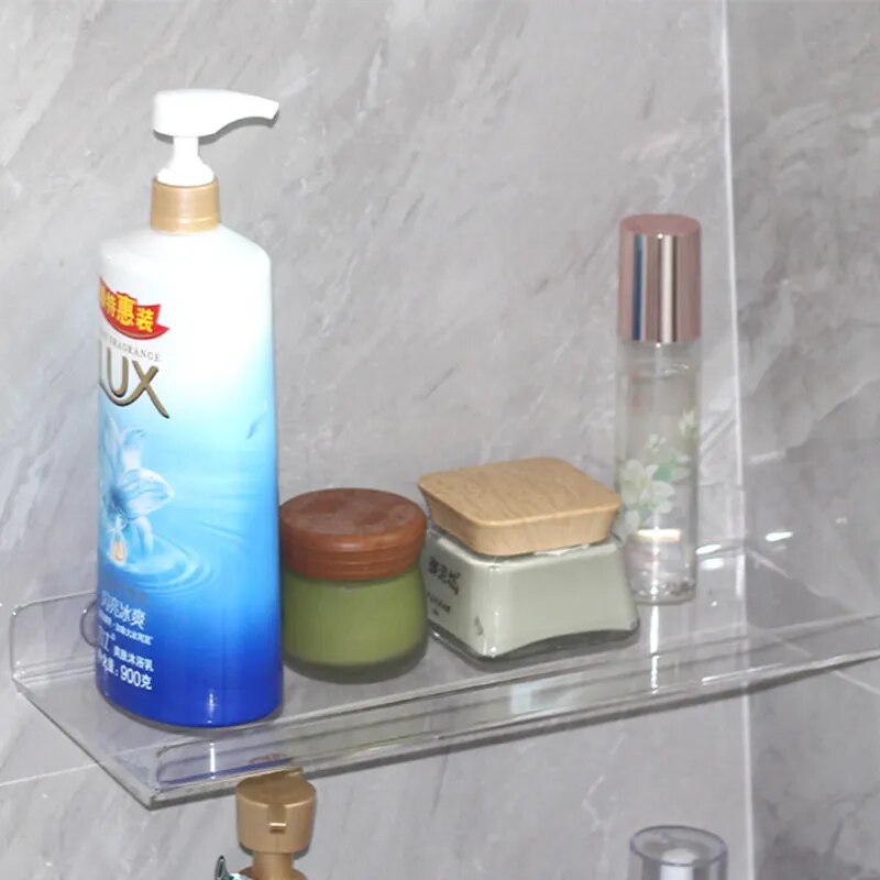 Acrylic floating shelf in a bathroom