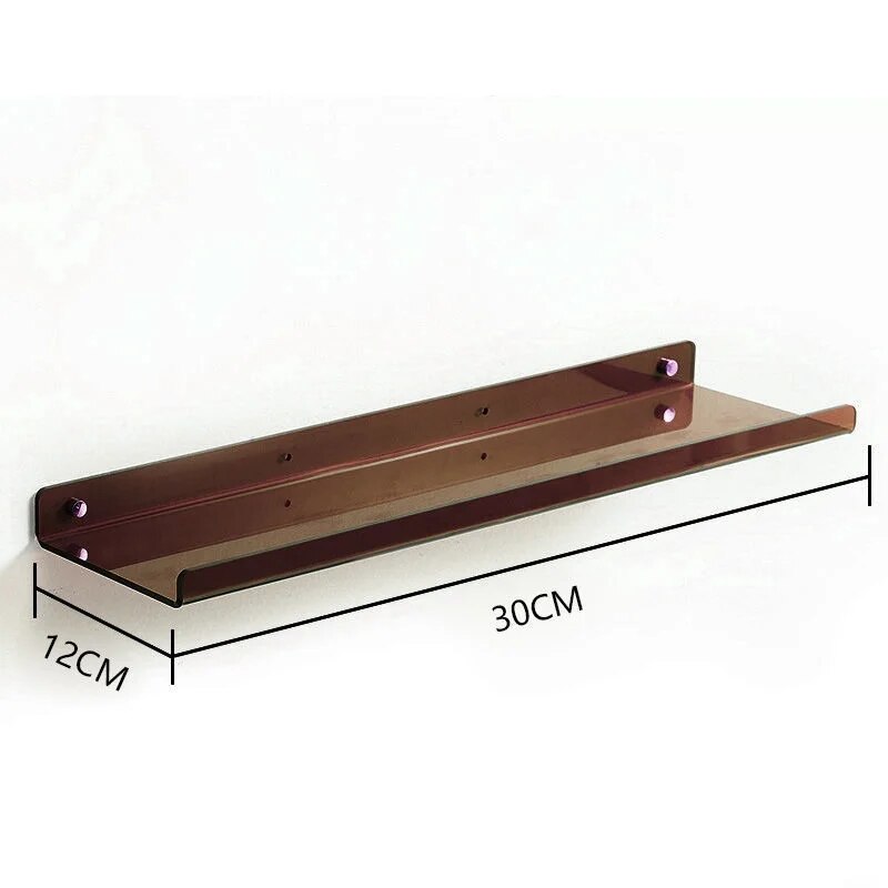 Acrylic wall hanging shelf in Brown translucent