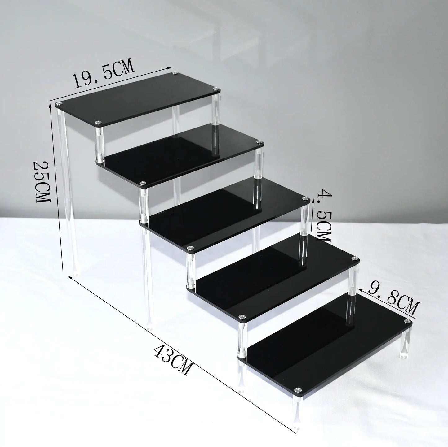 5 tier black acrylic display stand for makeup