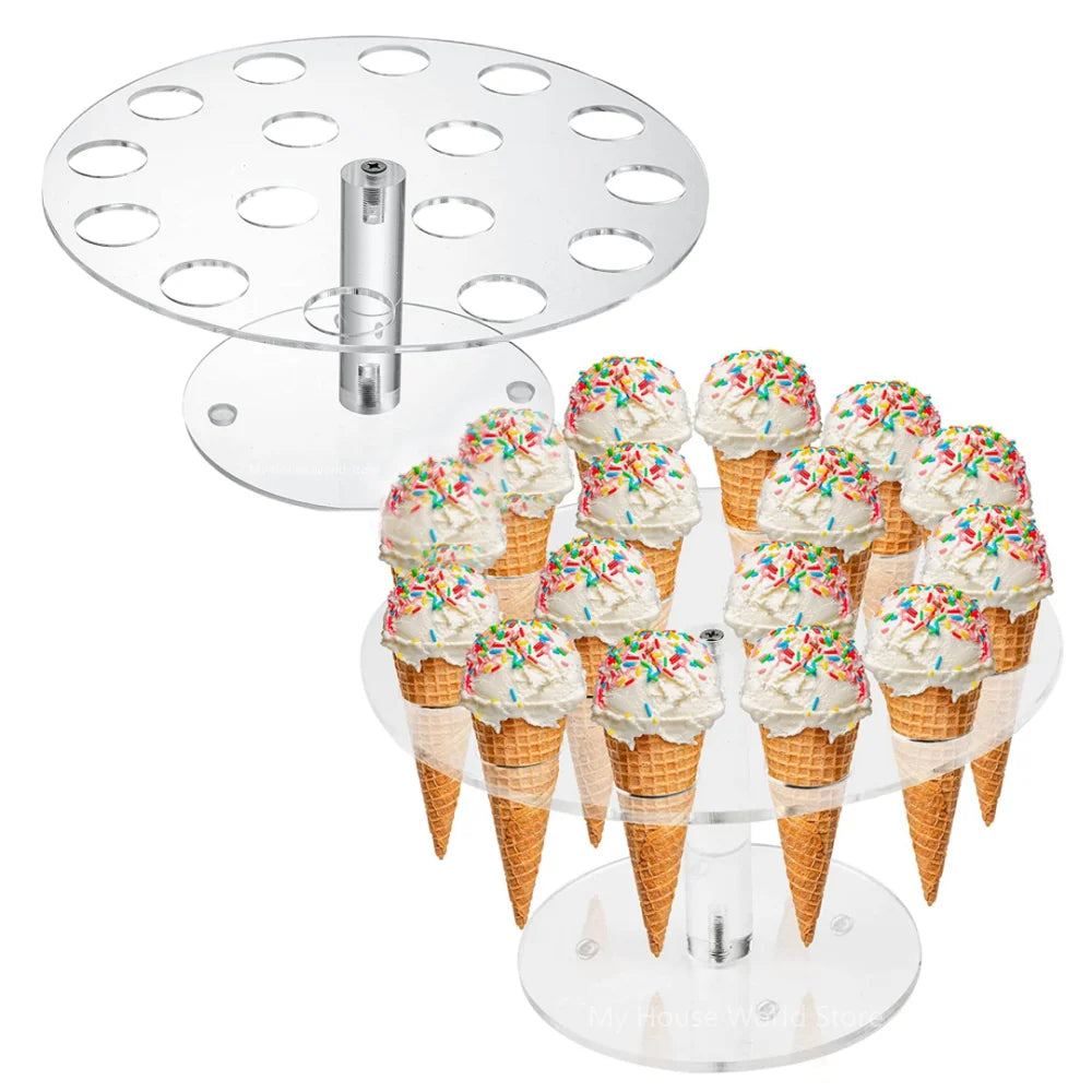 Round acrylic ice cream cone holder