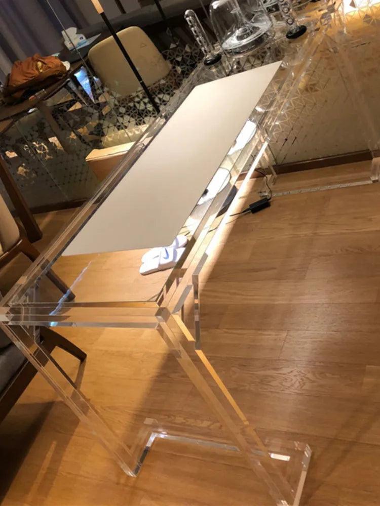 Close-up of the acrylic table surface