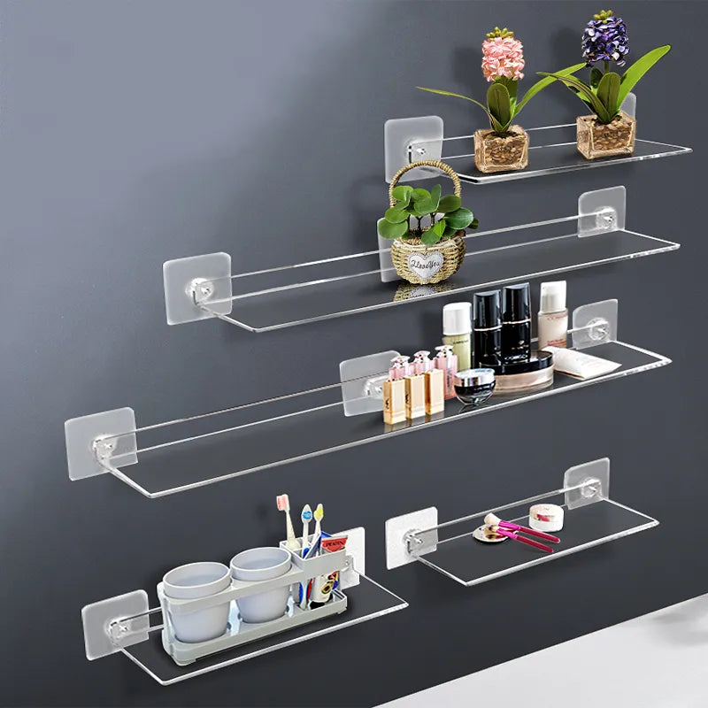 Acrylic floating shelf for bathroom, kitchen, or bedroom