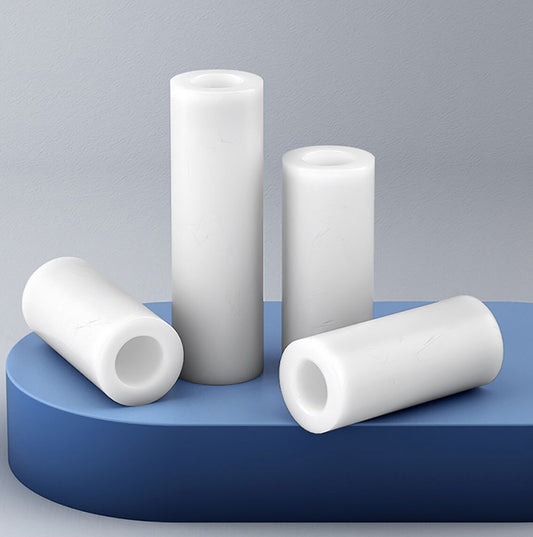 White nylon spacers in different sizes and shapes